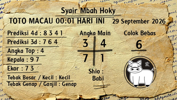 Prediksi Toto Macau 00:01