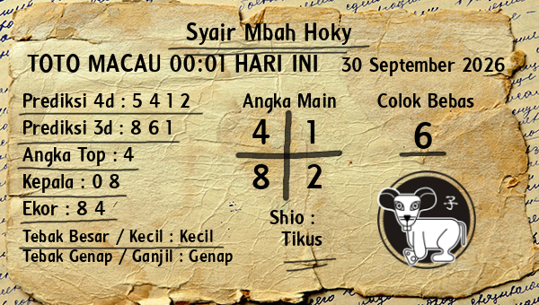 Prediksi Toto Macau 00:01