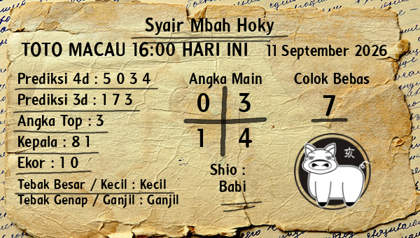 Prediksi Toto Macau 16:00