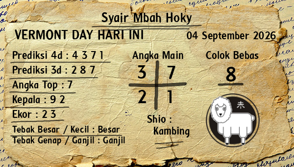 Prediksi Vermont Day