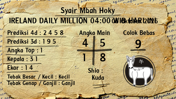 Prediksi Ireland Daily Million 04:00 WIB