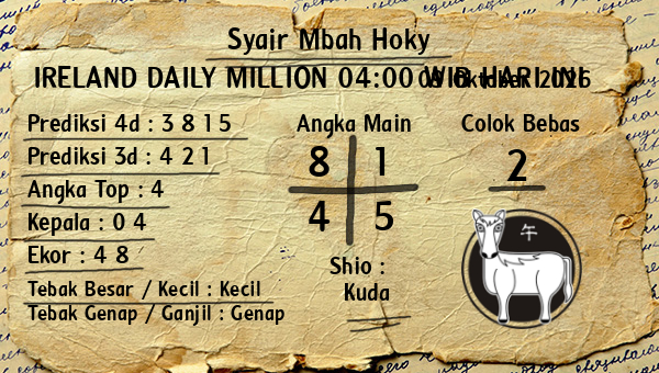 Prediksi Ireland Daily Million 04:00 WIB