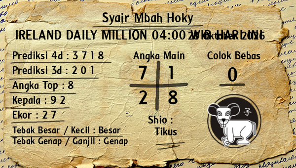 Prediksi Ireland Daily Million 04:00 WIB