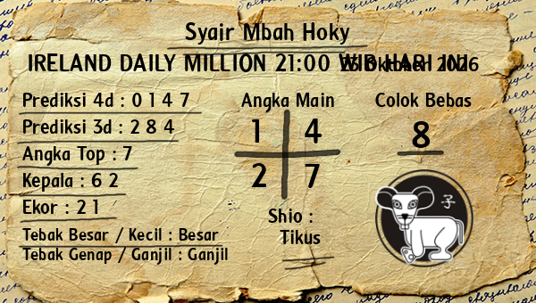 Prediksi Ireland Daily Million 21:00 WIB