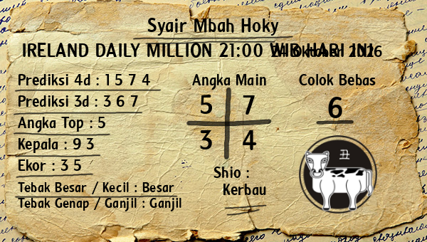 Prediksi Ireland Daily Million 21:00 WIB