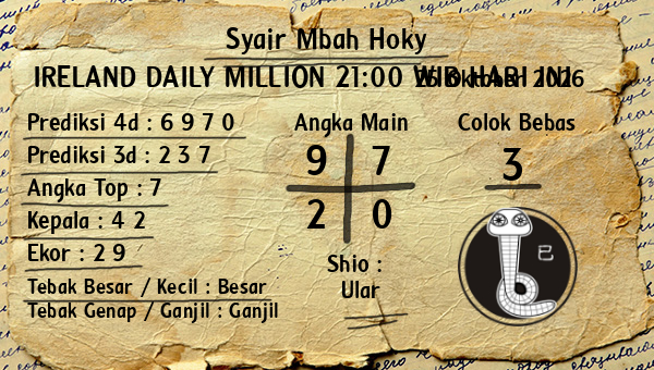 Prediksi Ireland Daily Million 21:00 WIB