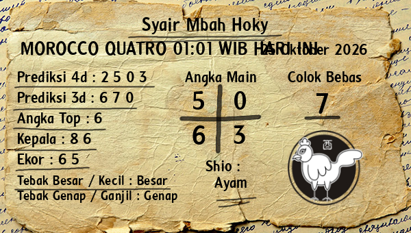Prediksi Morocco Quatro 01:01 WIB