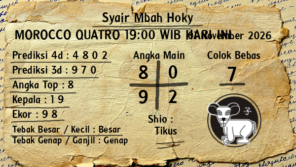 Prediksi Morocco Quatro 19:00 WIB