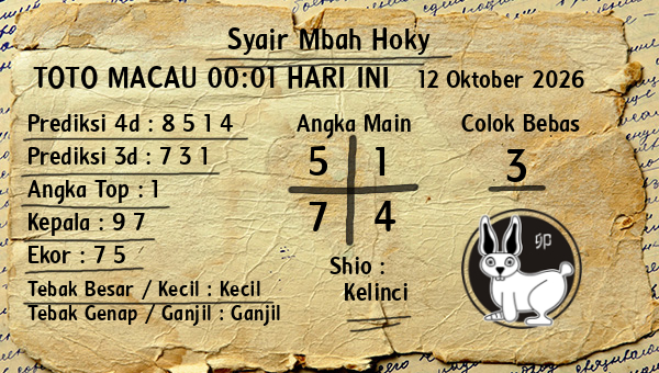 Prediksi Toto Macau 00:01