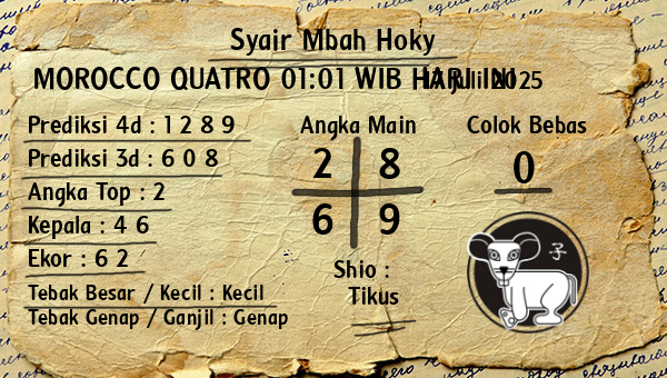 Prediksi Morocco Quatro 01:01 WIB