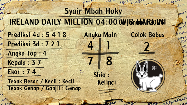 Prediksi Ireland Daily Million 04:00 WIB