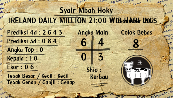 Prediksi Ireland Daily Million 21:00 WIB