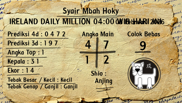 Prediksi Ireland Daily Million 04:00 WIB
