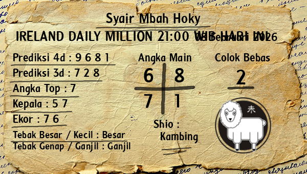 Prediksi Ireland Daily Million 21:00 WIB